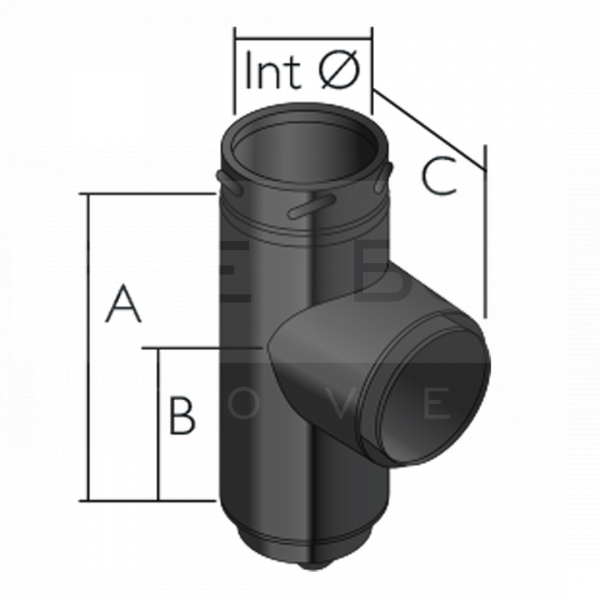 125mm 90 Deg Equal Tee (Inc Plug), Eco ICID Twin Wall Insulated, BLACK - 75B05310