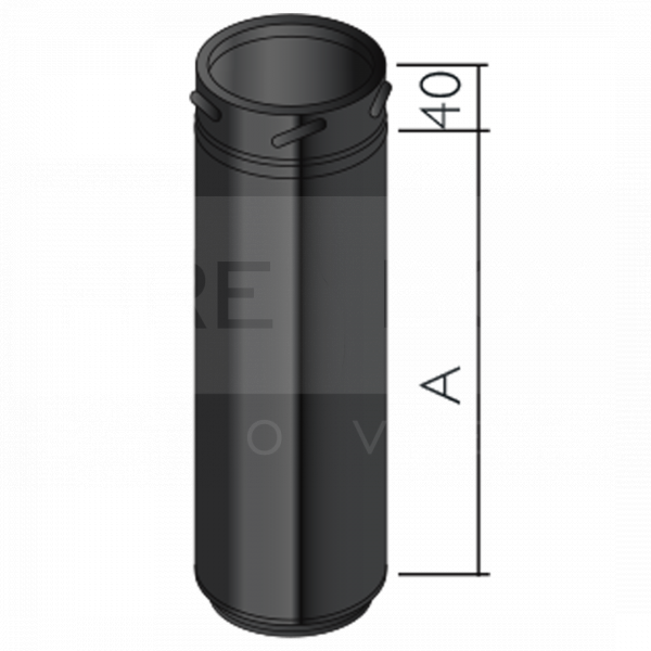 150mm x 1460mm Pipe, Eco ICID Twin Wall Insulated, BLACK - 75B06205