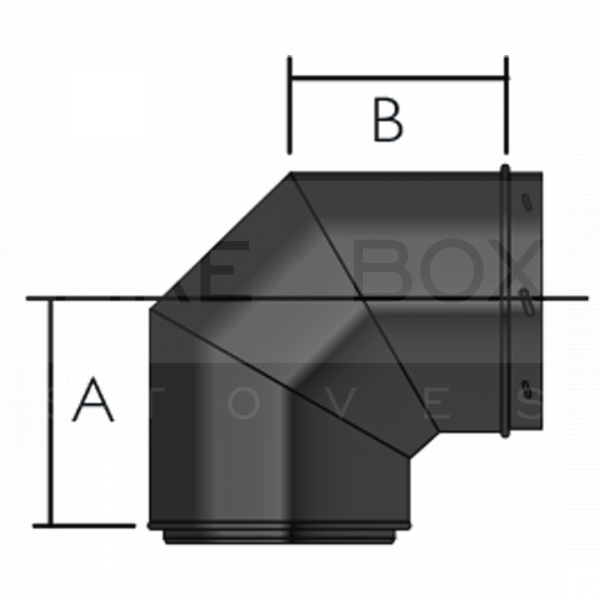 150mm 90 Deg Elbow, Eco ICID Twin Wall Insulated, BLACK - 75B06304