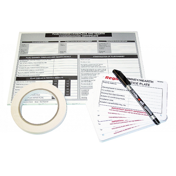 Chimney/Flue Safety Pack (Pad, Tape, Notice Plates & Pen) - TJ5024