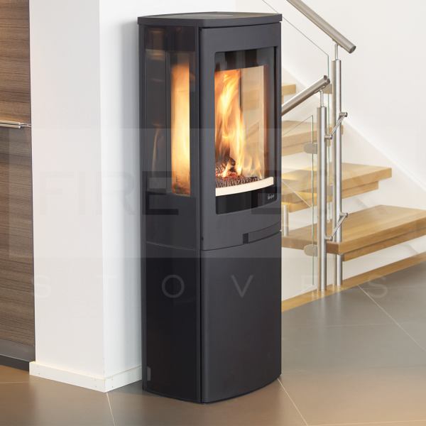 Nordpeis Duo 4 Glass Sided Woodburning Stove, Closed Log Store Base - SNP1160